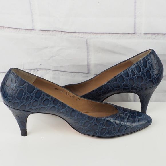 reyers Shoes - Amano Reyers 10.5AA navy croc leather pointy heels